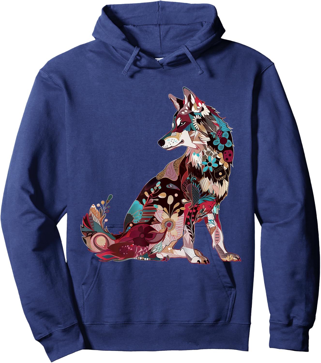 Wolf Vintage Flowers Floral Wolf Lover Hoodie - Hoodie | Navy