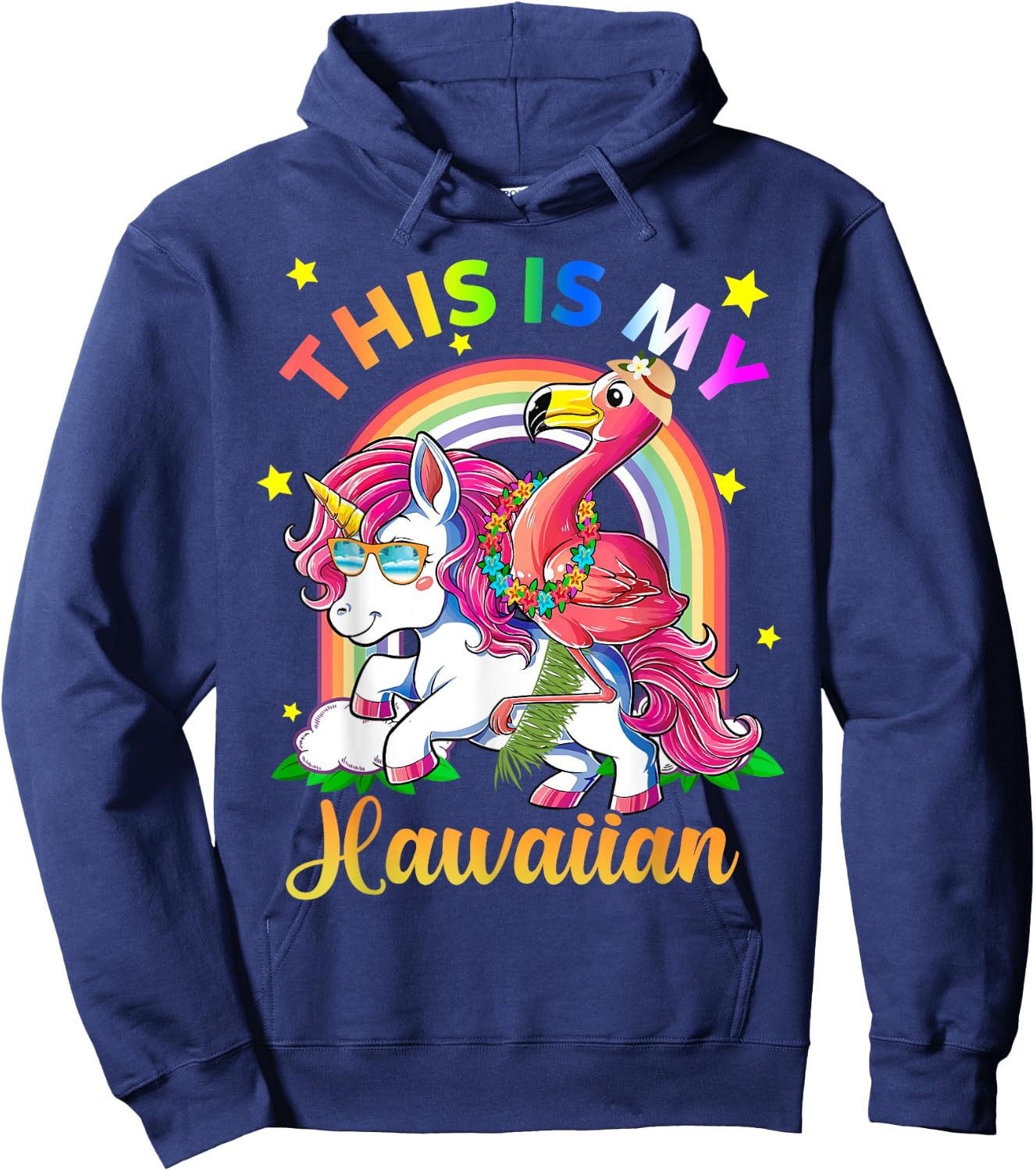 Unicorn Summer Beach Vacation This Is My Hawaiian Men Women Girls Kids Hoodie - Hoodie | Navy