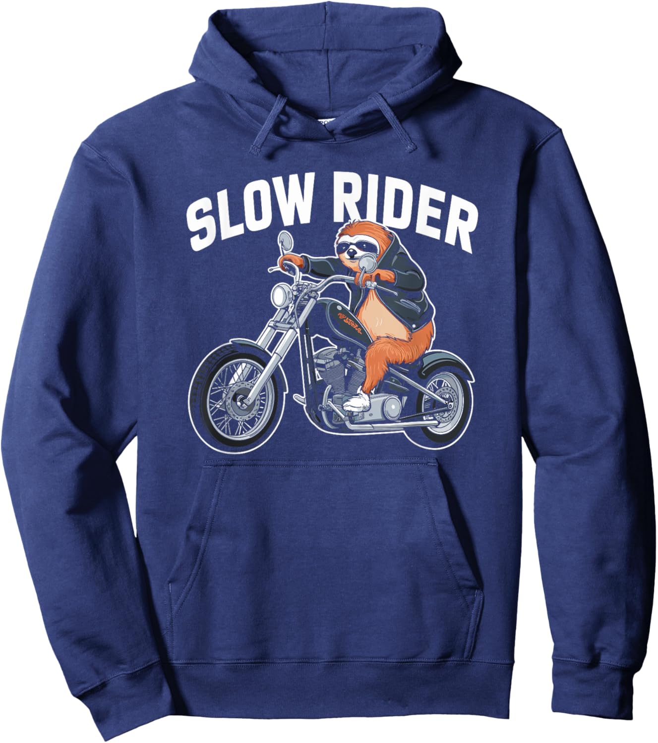 Sloth Biker Pun, Slow Rider, Funny Motorcycle Chopper Sloth Hoodie - Hoodie | Navy