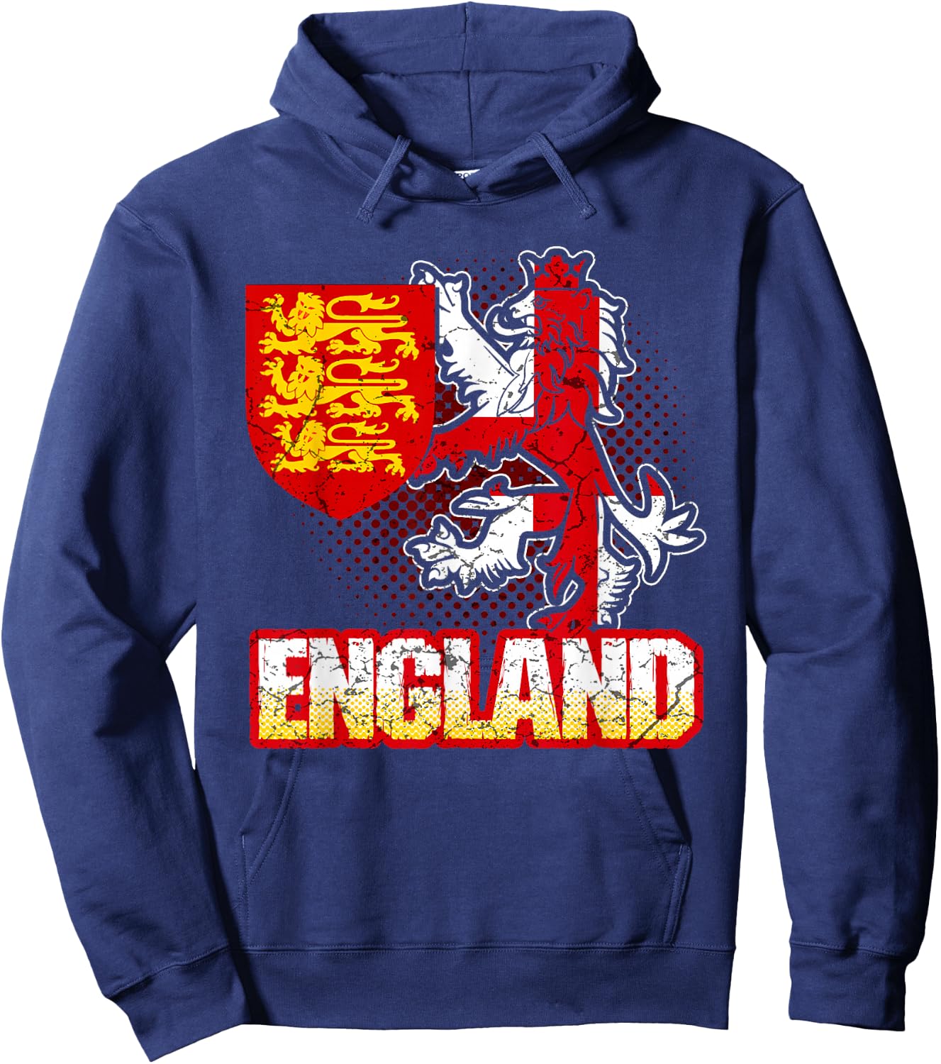 England English Flag Coat Of Arms Football Lion British Hoodie - Hoodie | Navy