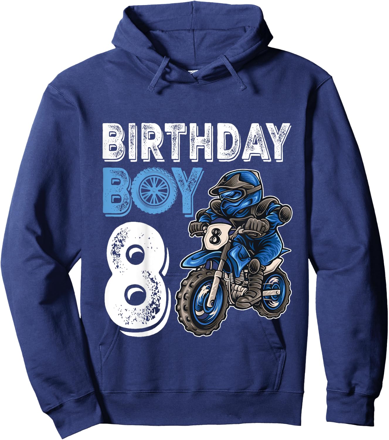 Motocross MX 8th Gift 8 Year Old Dirt Bike Birthday Party Hoodie - Hoodie | Navy