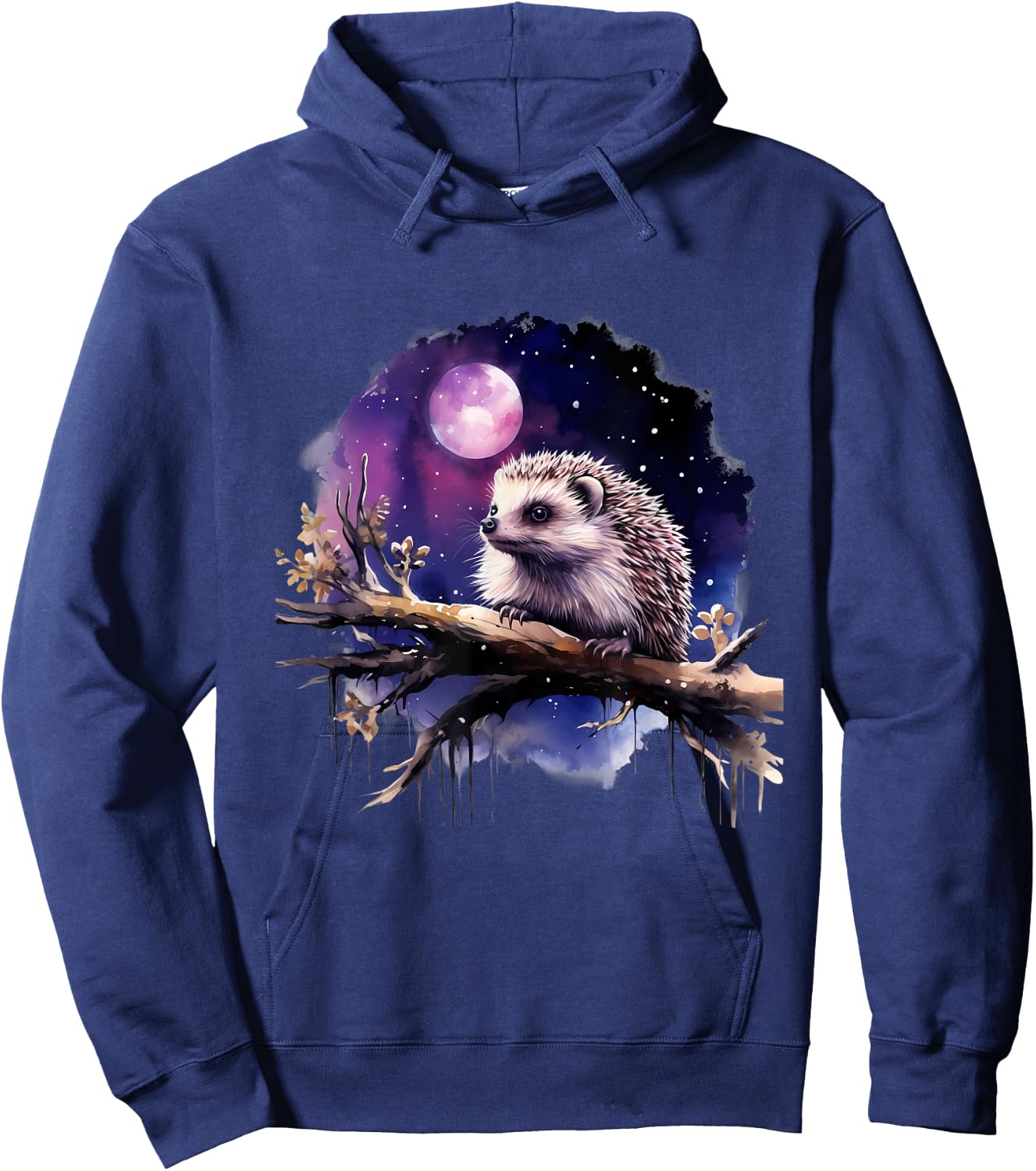 Hedgehog Nature Artwork Wildlife Forest Motif Animal Lovers Hoodie - Hoodie | Navy