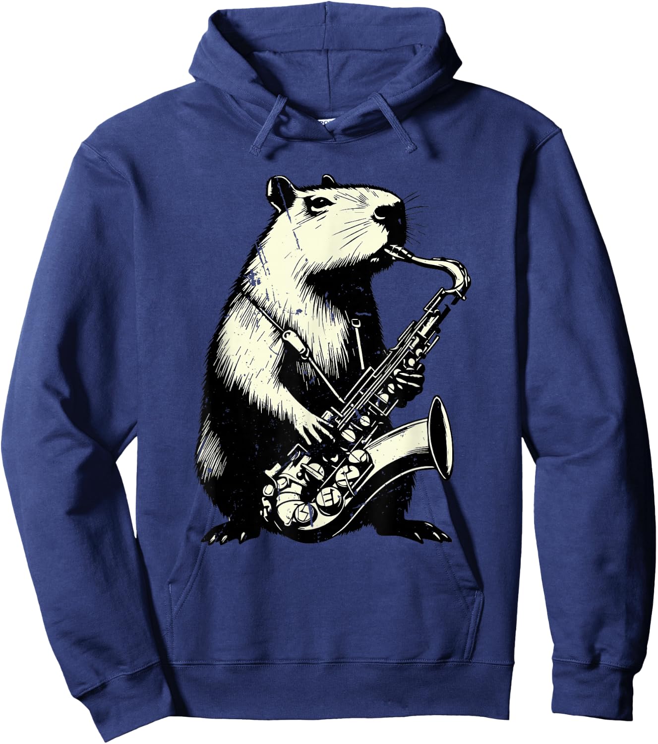 Wind Instrument Saxophonist Capybara Playing Saxophone Hoodie - Hoodie | Navy