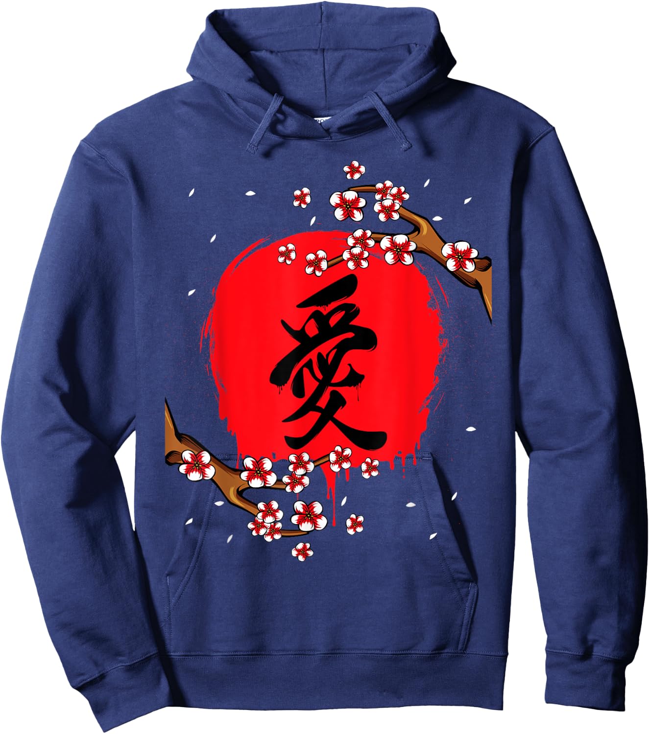 Japanese Kanji Cherry Blossom Tokio Japan Nature Jpop Hoodie - Hoodie | Navy