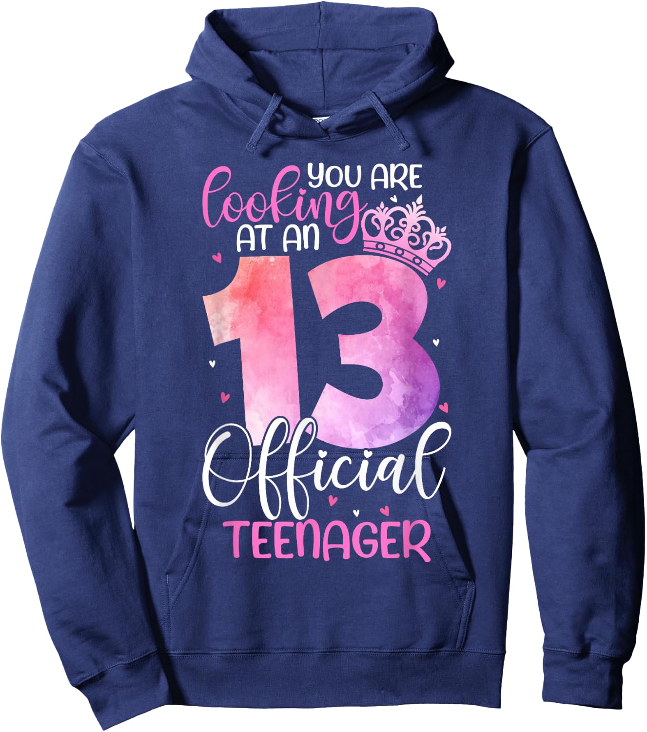 13th Birthday Girls 13 Years Cute Official Teenager Birthday Hoodie - Hoodie | Navy