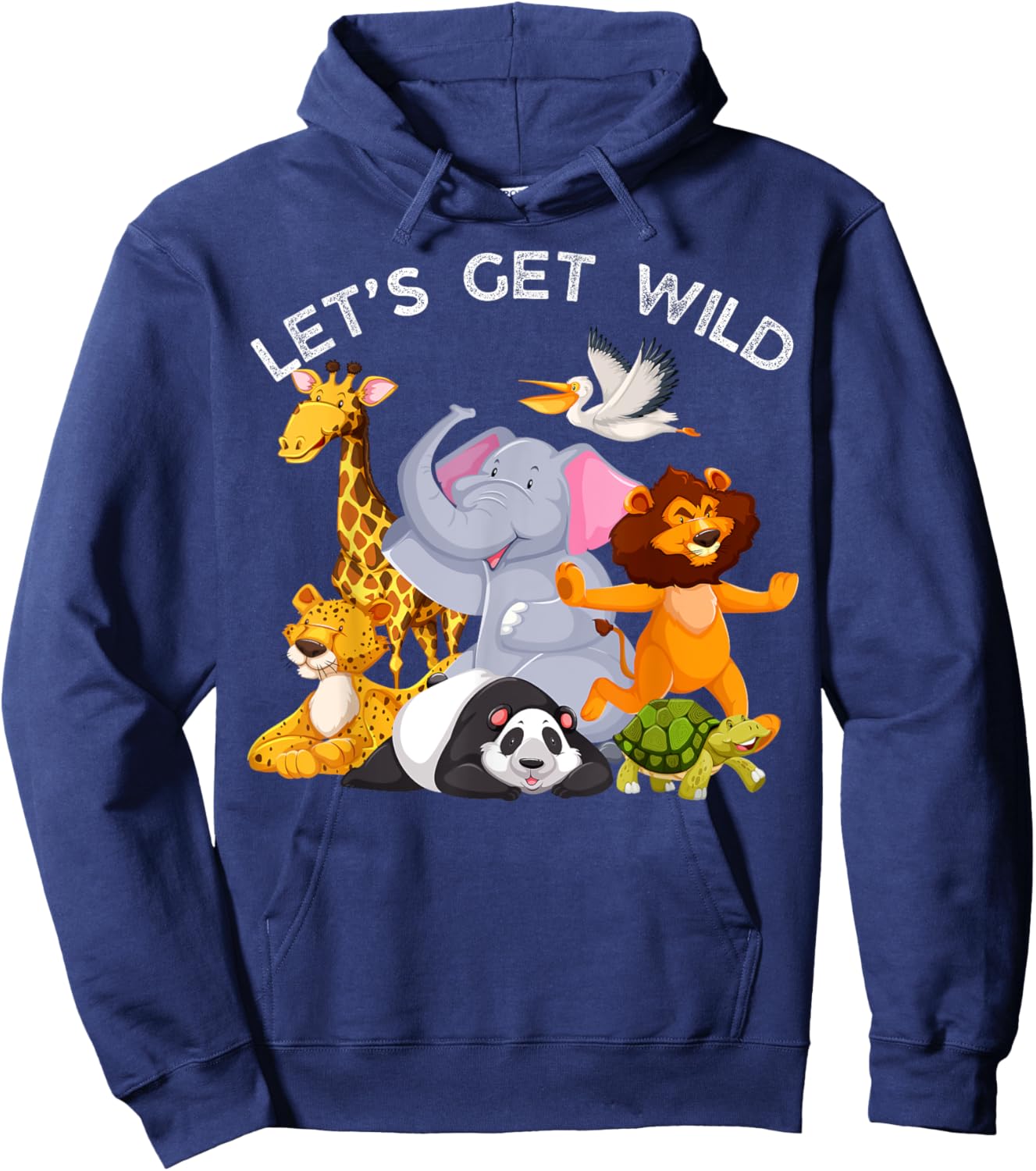 Zoo Animals Wildlife Birthday Party Let's Get Wild Safari Hoodie - Hoodie | Navy