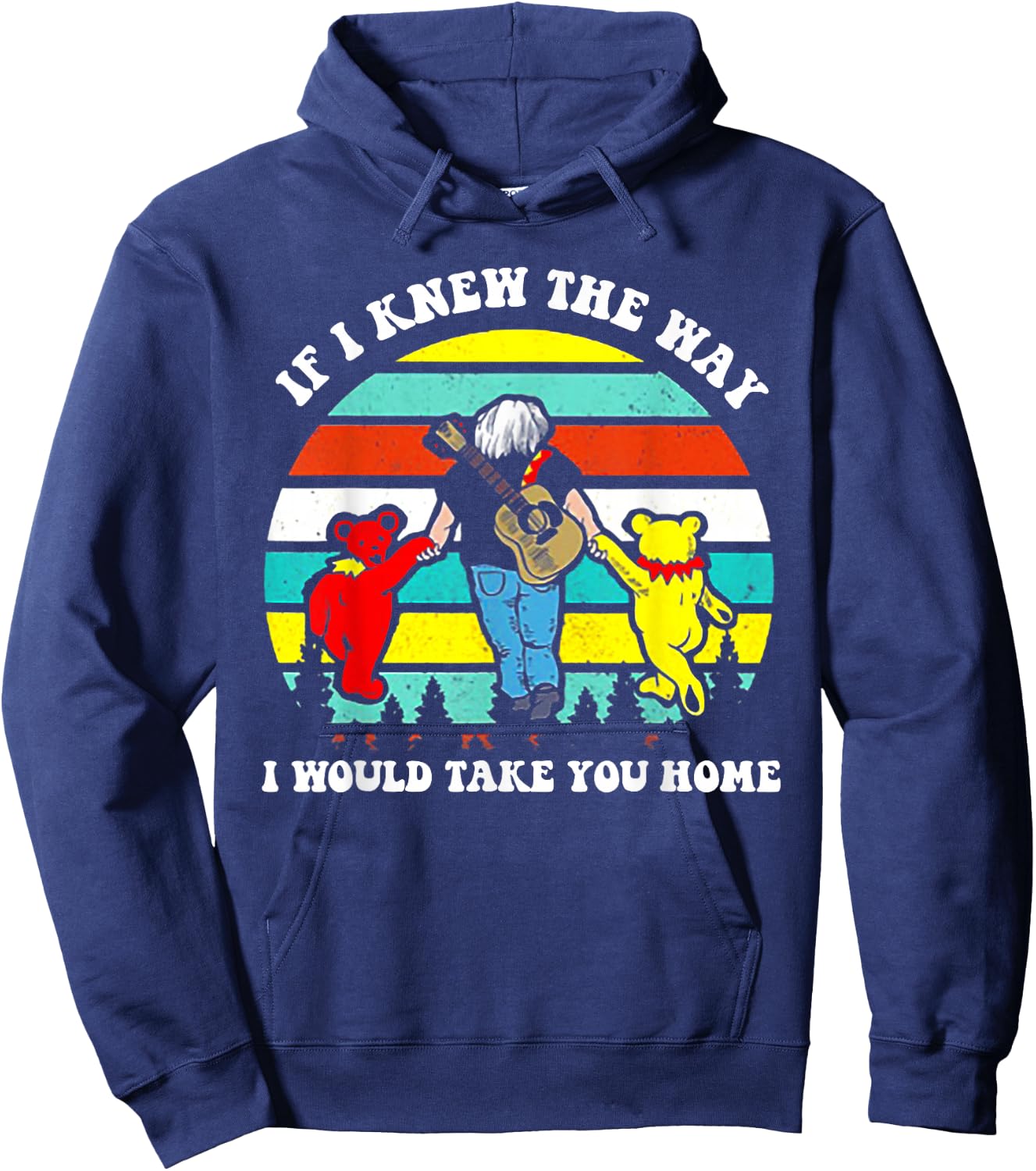 If I Knew The Way I Would Take You Home Retro Vintage Sunset Hoodie - Hoodie | Navy