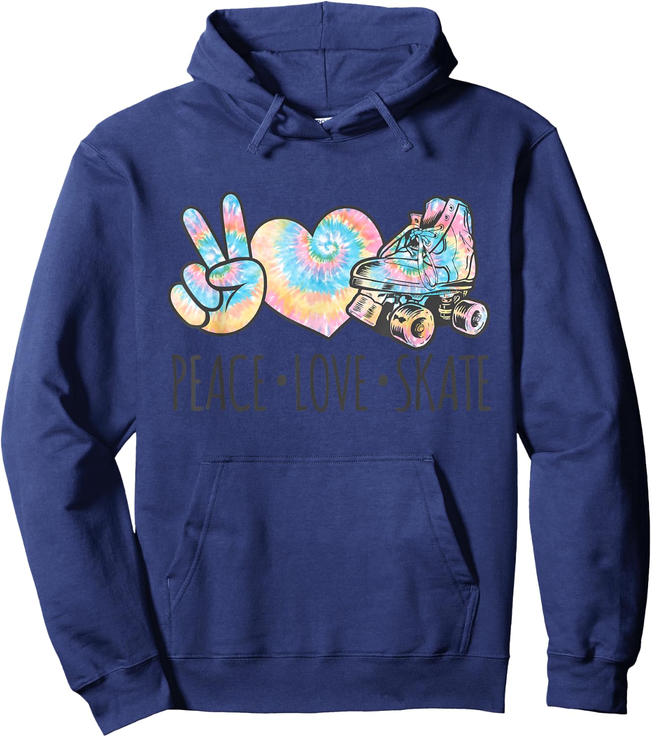 Tie Dye Roller Skating for Teen Girls | Peace Love Skate Hoodie - Hoodie | Navy