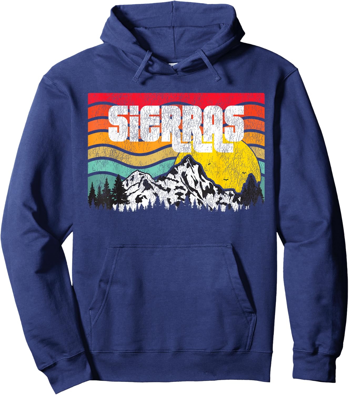 Sierra Mountains High Sierras PCT Vintage Sunset Retro Hoodie - Hoodie | Navy