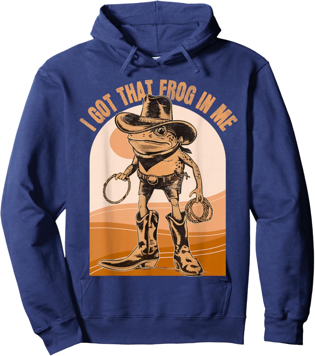 I Got That Frog in Me Meme Cowboy Funny Frog Hoodie - Hoodie | Navy
