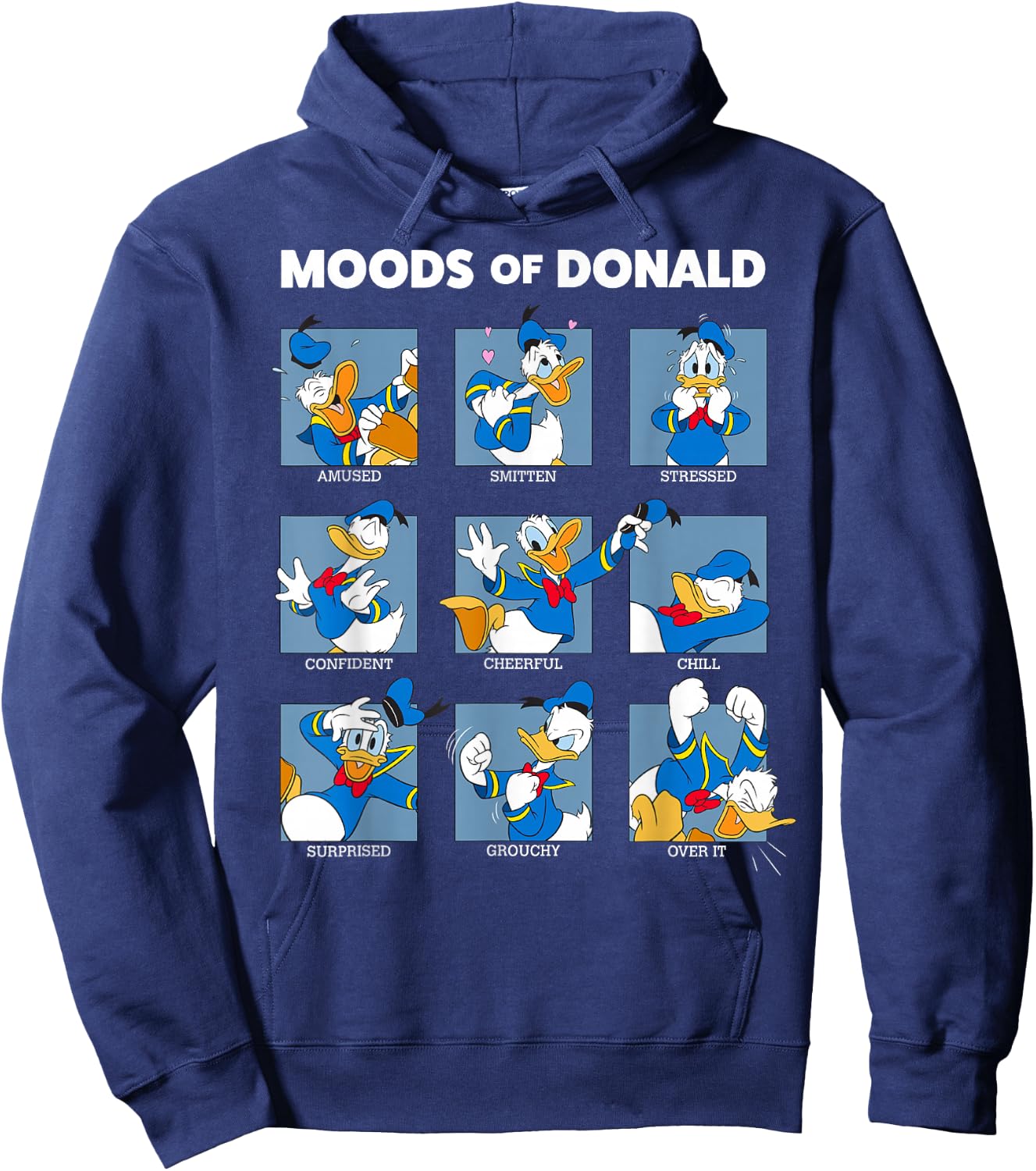 Disney Mickey And Friends Moods Of Donald Duck Short Sleeve Hoodie - Hoodie | Navy
