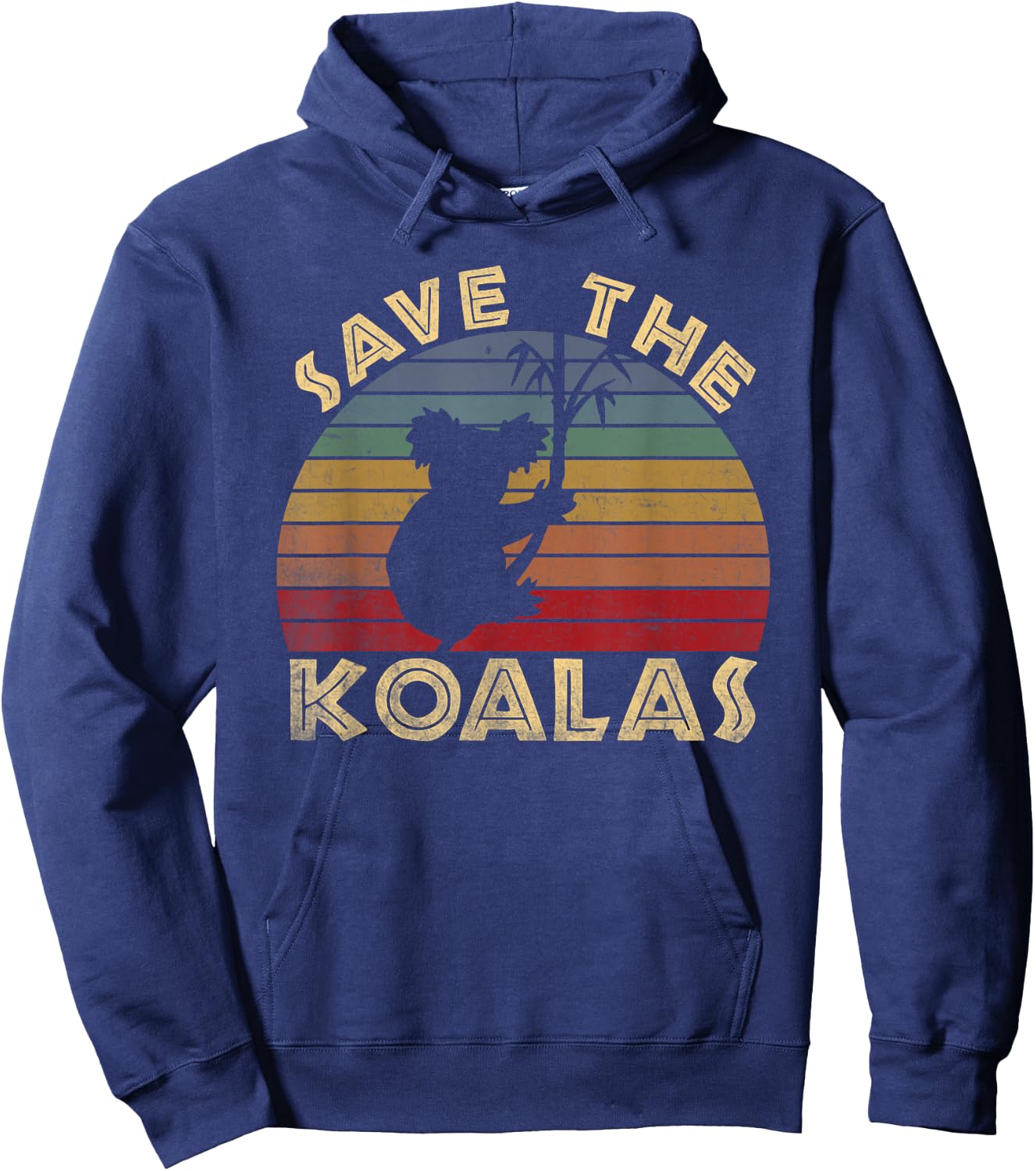 Save the Koalas Vintage Retro Sunset - Koala Lovers Gift Hoodie - Hoodie | Navy