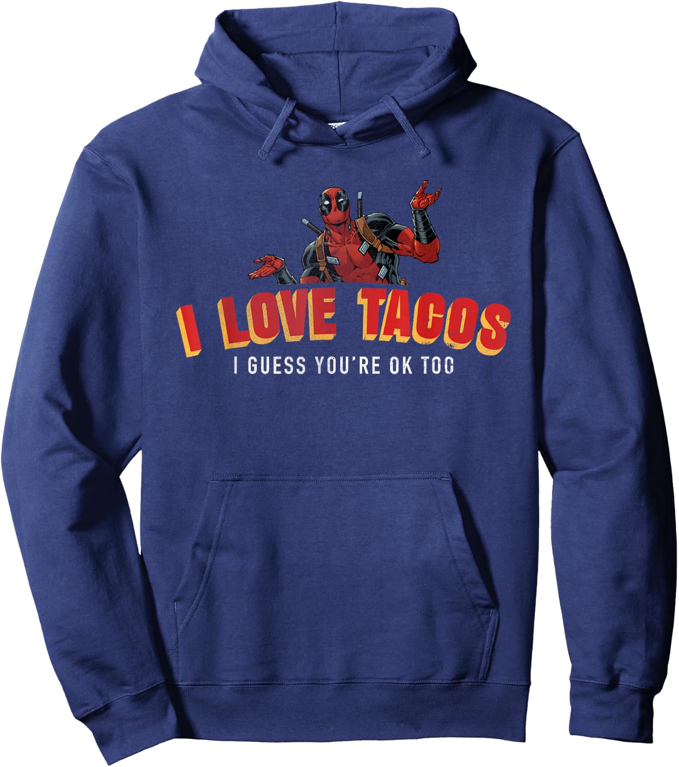 Marvel Deadpool I Love Tacos I Guess You're Ok Too Hoodie - Hoodie | Navy