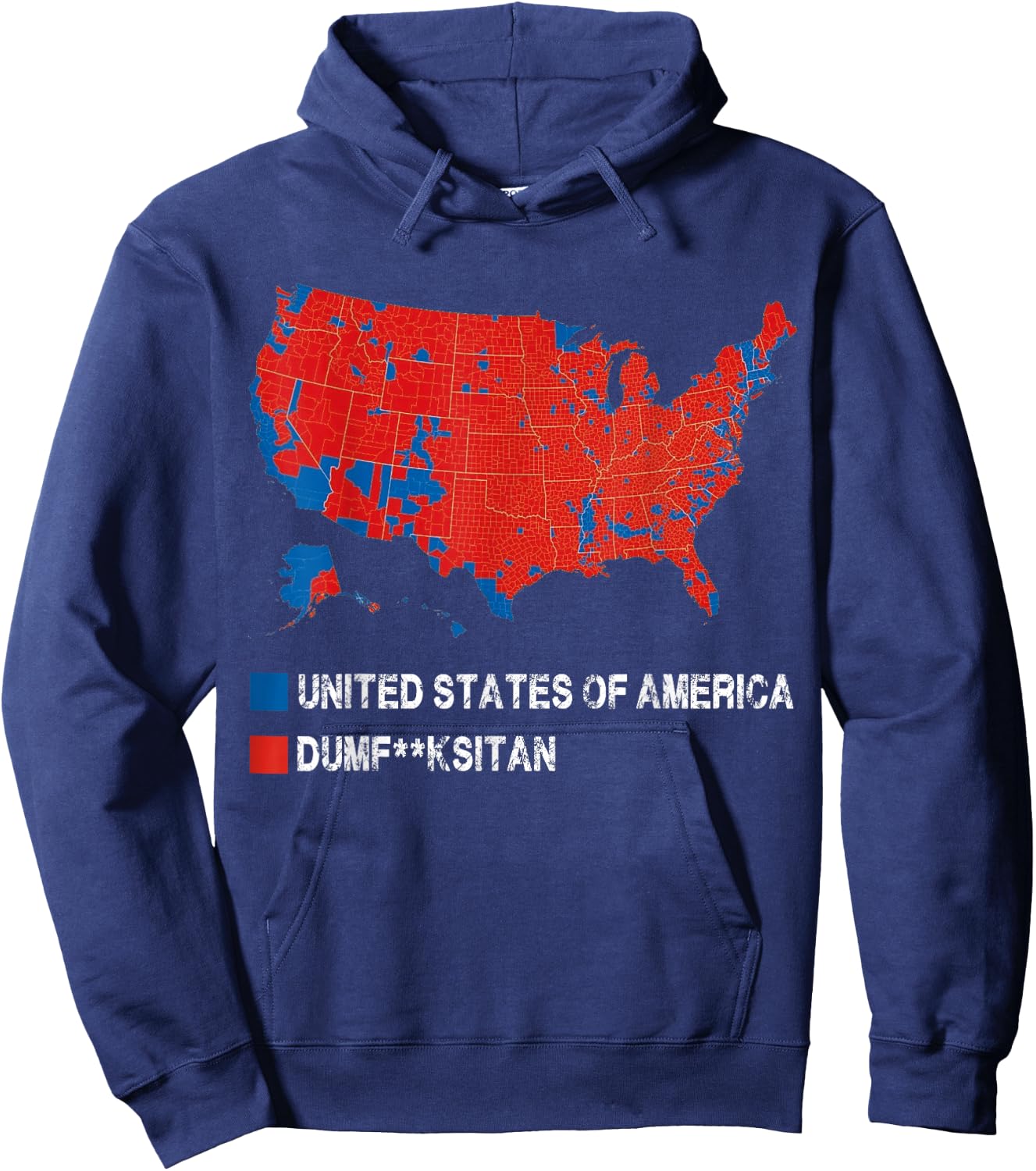 Election Map United States of America Dumbfuckistan Funny Hoodie - Hoodie | Navy
