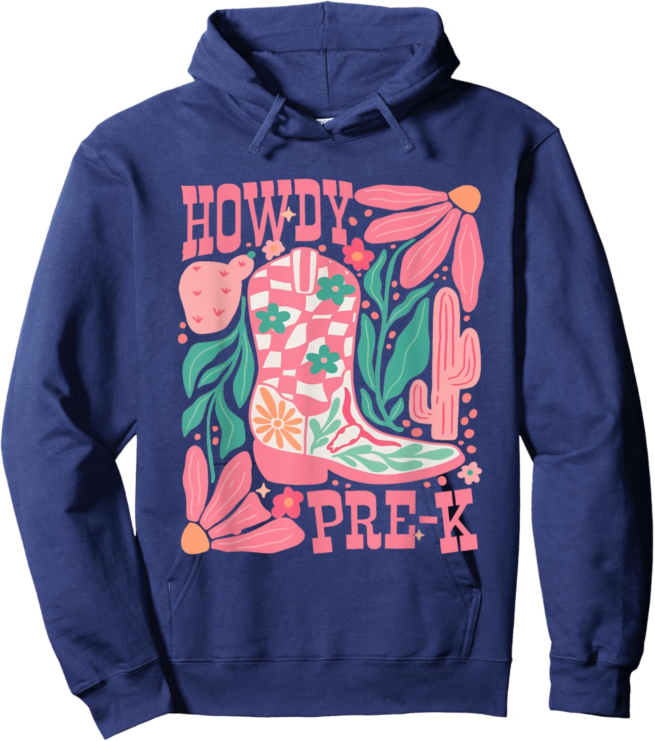 Howdy Prek Teacher Western Pre-K Grade Team Cowboy Cowgirl Hoodie - Hoodie | Navy