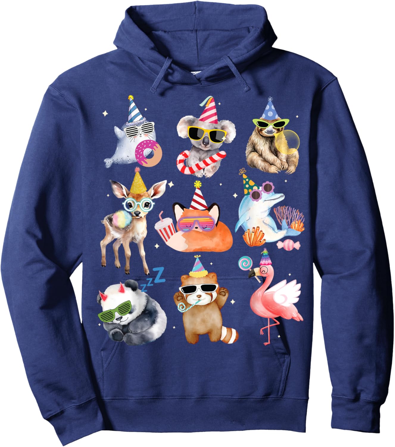 Men Women and Kids Animals Wildlife Zoo Day Birthday Parties Hoodie - Hoodie | Navy
