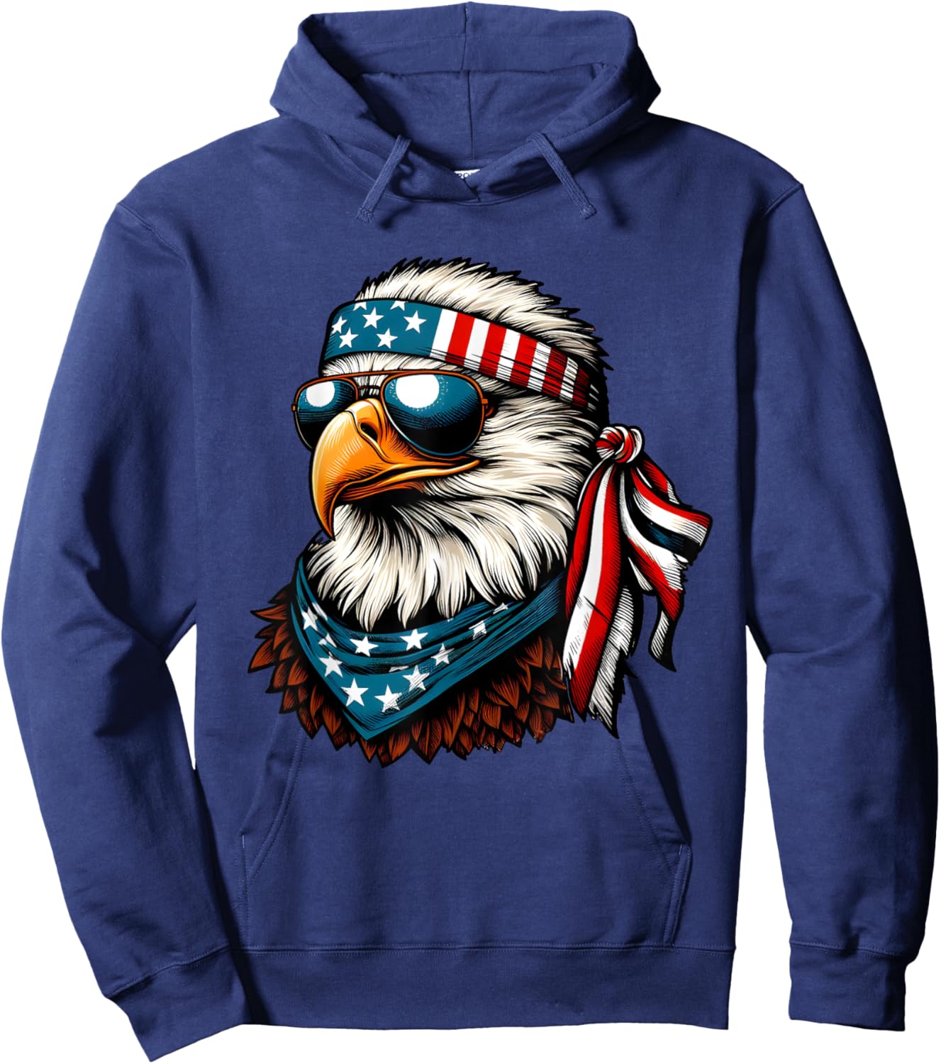 Eagle Mullet Patriotic 4th of July Patriot USA American Flag Hoodie - Hoodie | Navy
