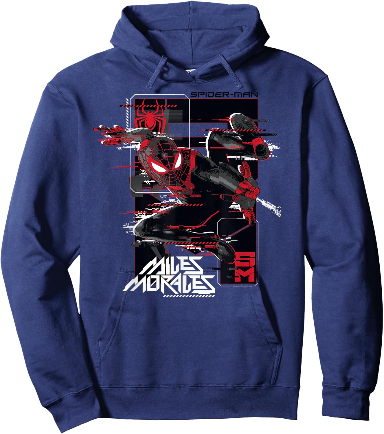 Marvel Spider-Man: Miles Morales Action Shot Glitch Hoodie - Hoodie | Navy