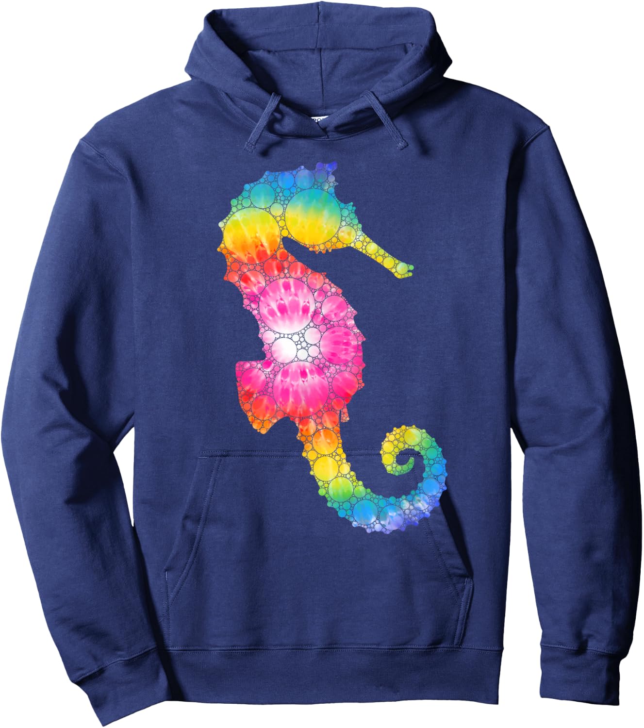 Colorful Polka Dot Tie Dye Seahorse International Dot Day Hoodie - Hoodie | Navy