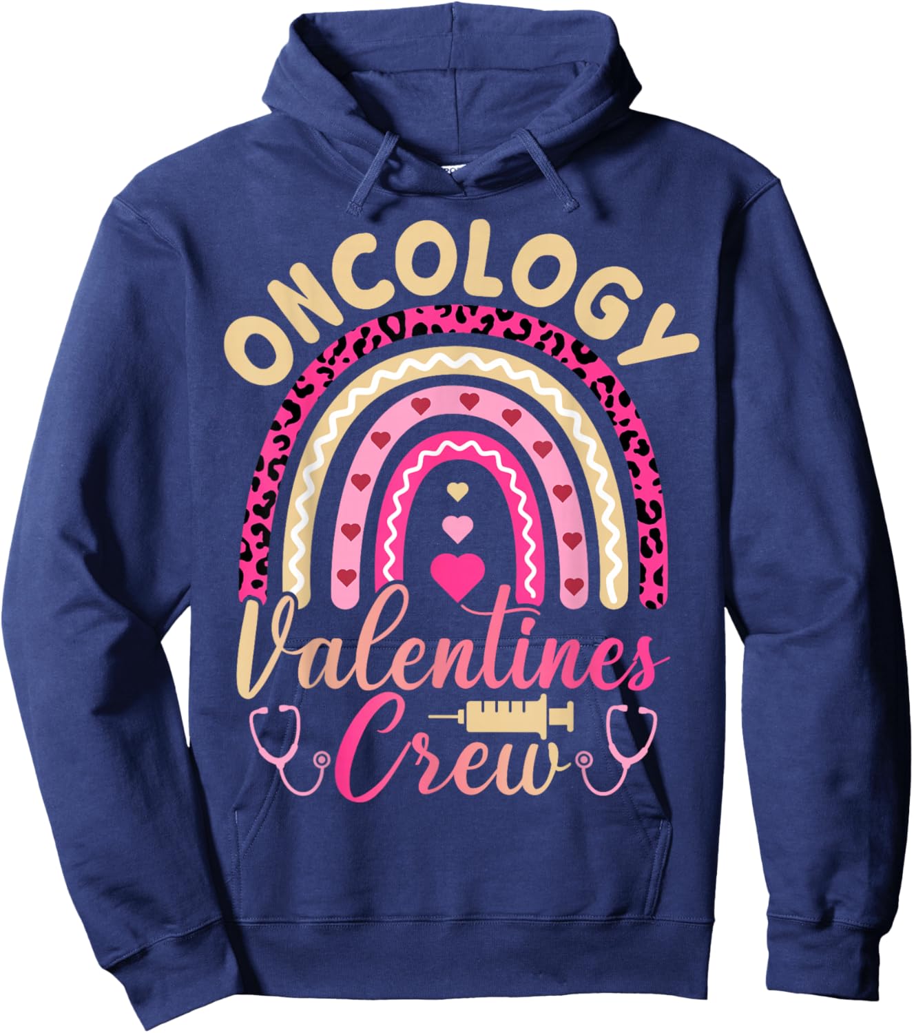 Oncology Valentines Crew - Oncology Nurse Valentine's Day Hoodie - Hoodie | Navy