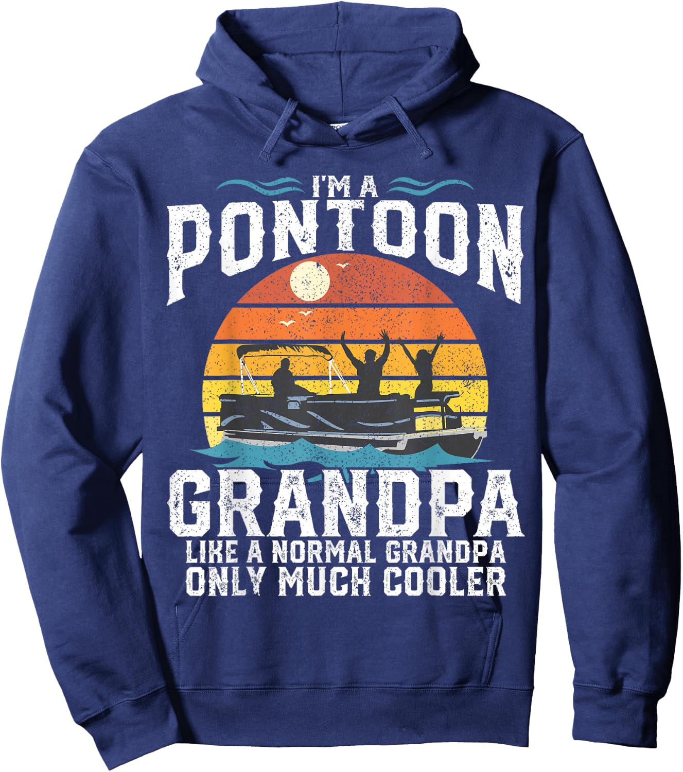 Pontoon Grandpa Captain Retro Funny Boating Fathers Day Gift Hoodie - Hoodie | Navy