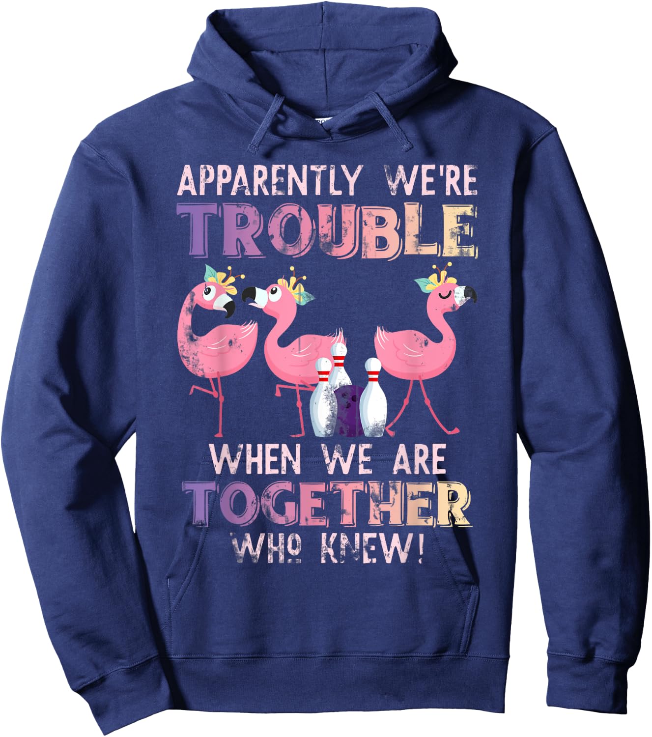 Funny Bowling Flamingo Hoodie - Hoodie | Navy