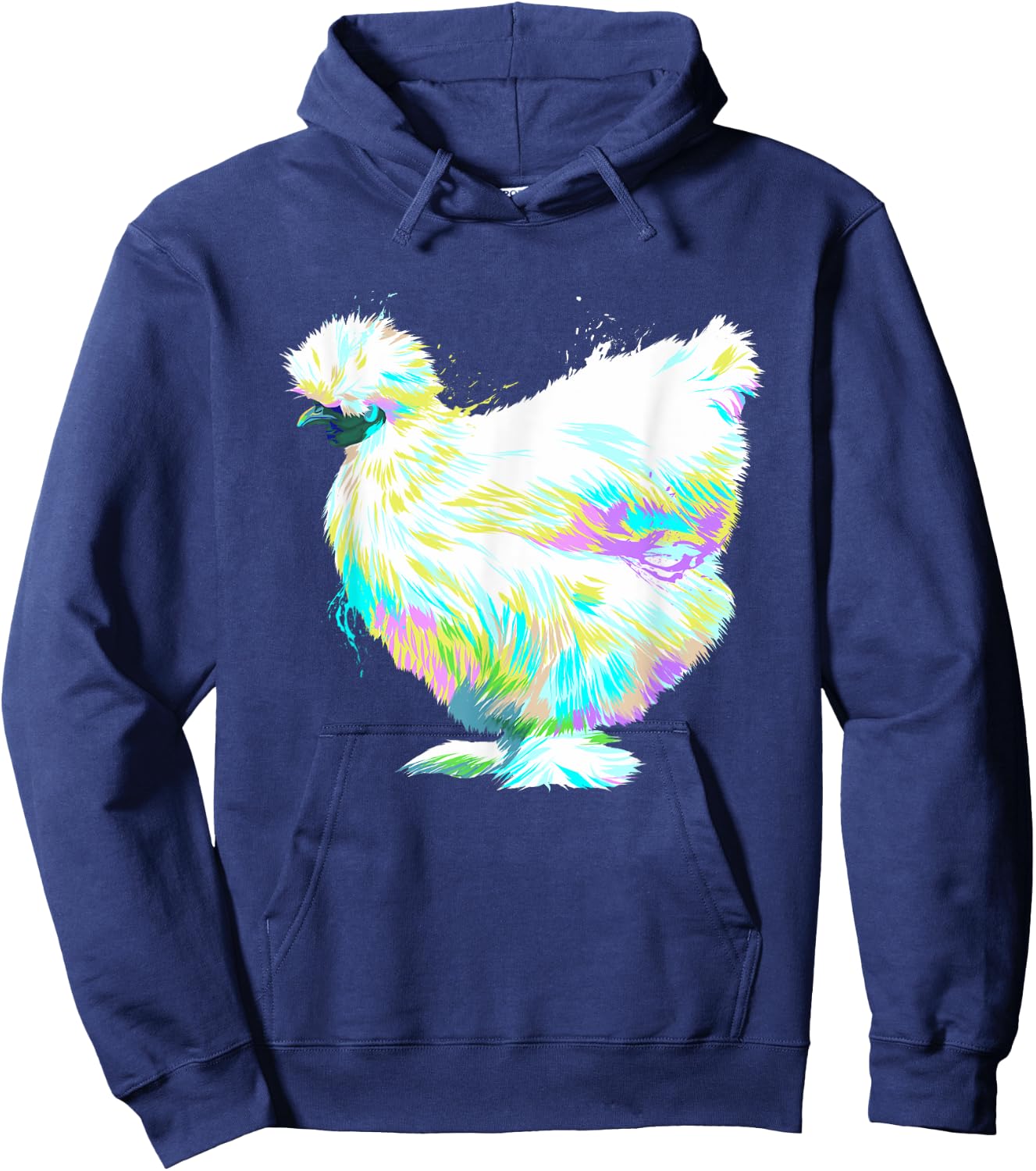 Colorful Splash Silkie Chicken Hoodie - Hoodie | Navy