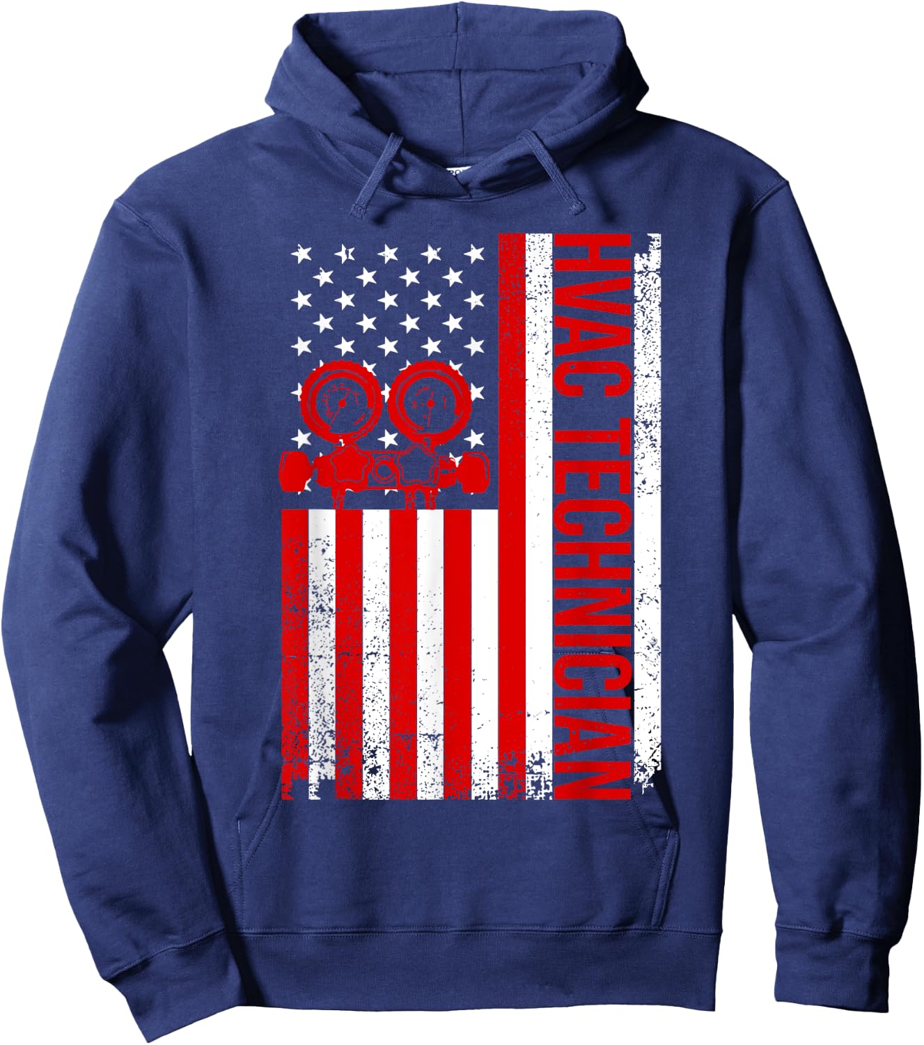 US HVAC Technician Gift USA Repairman Men Fourth Of July Hoodie - Hoodie | Navy