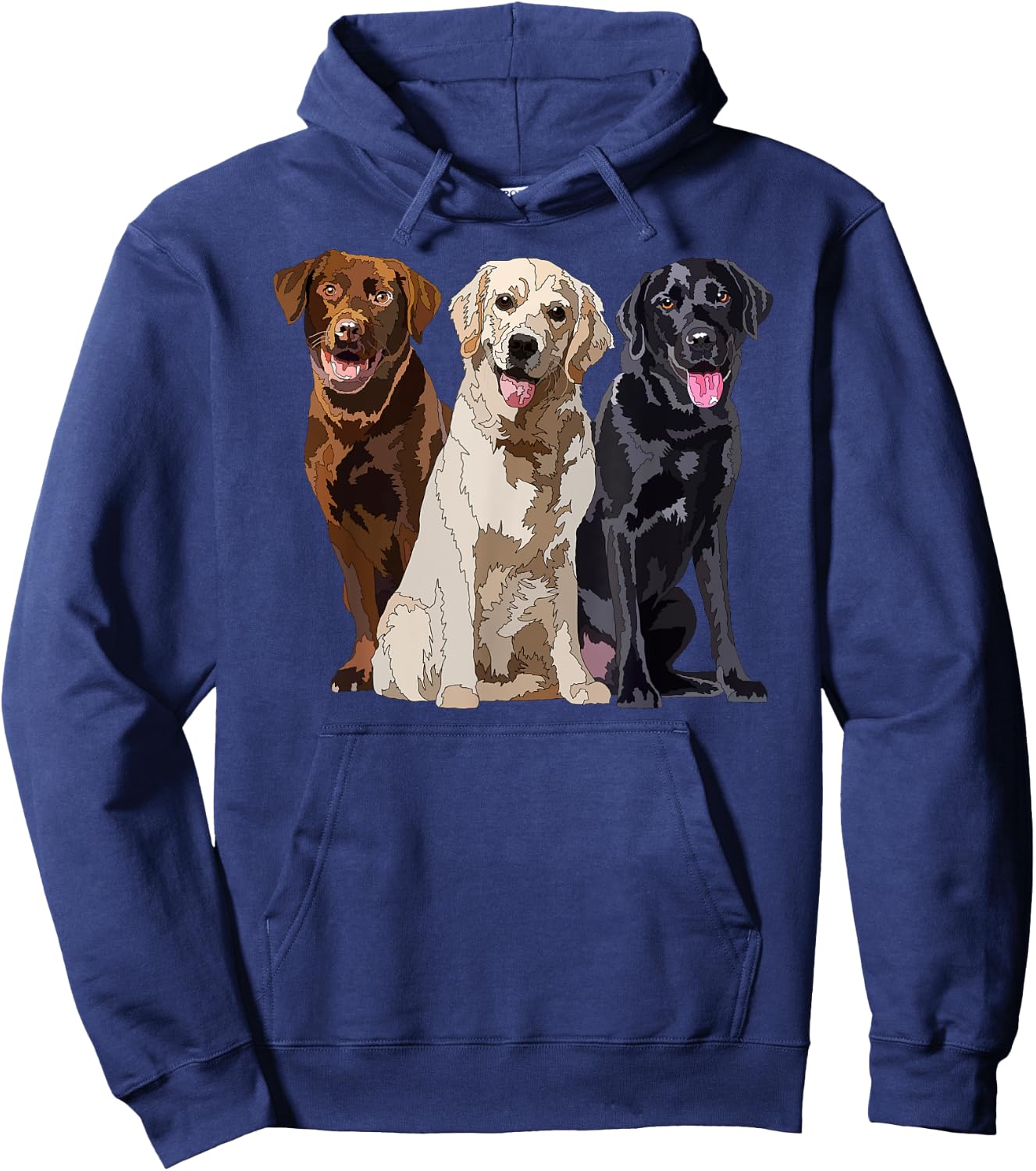 Happy Labrador Retriever Golden Black Brown Chocolate Lab Hoodie - Hoodie | Navy