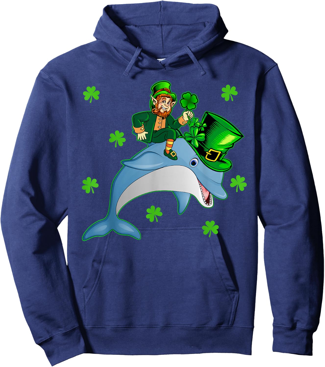Lucky Dolphin Leprechaun Riding Dolphin St. Patrick's Day Hoodie - Hoodie | Navy