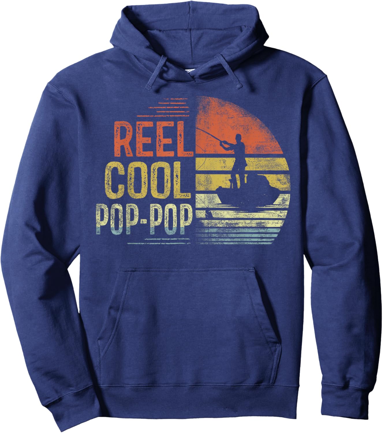 Reel Cool Pop-Pop Fishing Gifts Pop-Pop Birthday Vintage Hoodie - Hoodie | Navy