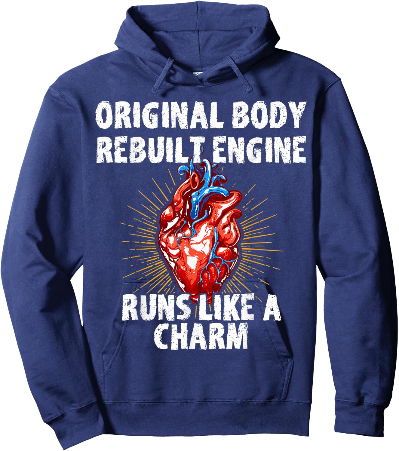 Original Body Rebuilt Engine Runs Like A Charm Vintage Hoodie - Hoodie | Navy
