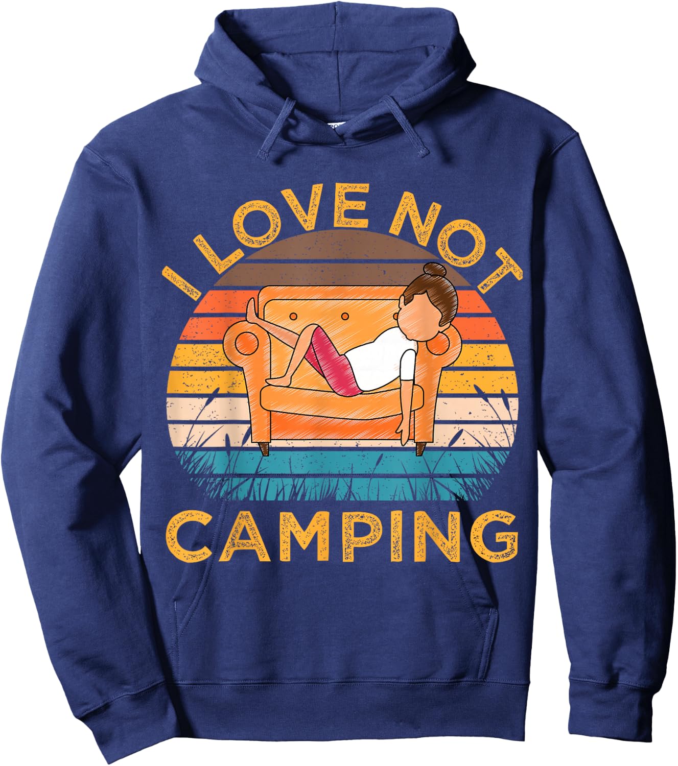 Indoorsy Girls I Love Not Camping Vintage Homebody Mom Girl Hoodie - Hoodie | Navy