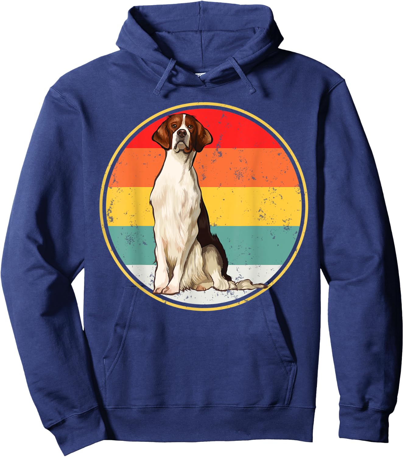 Vintage Retro Sunset Irish Red and White Setter Dog Women Hoodie - Hoodie | Navy