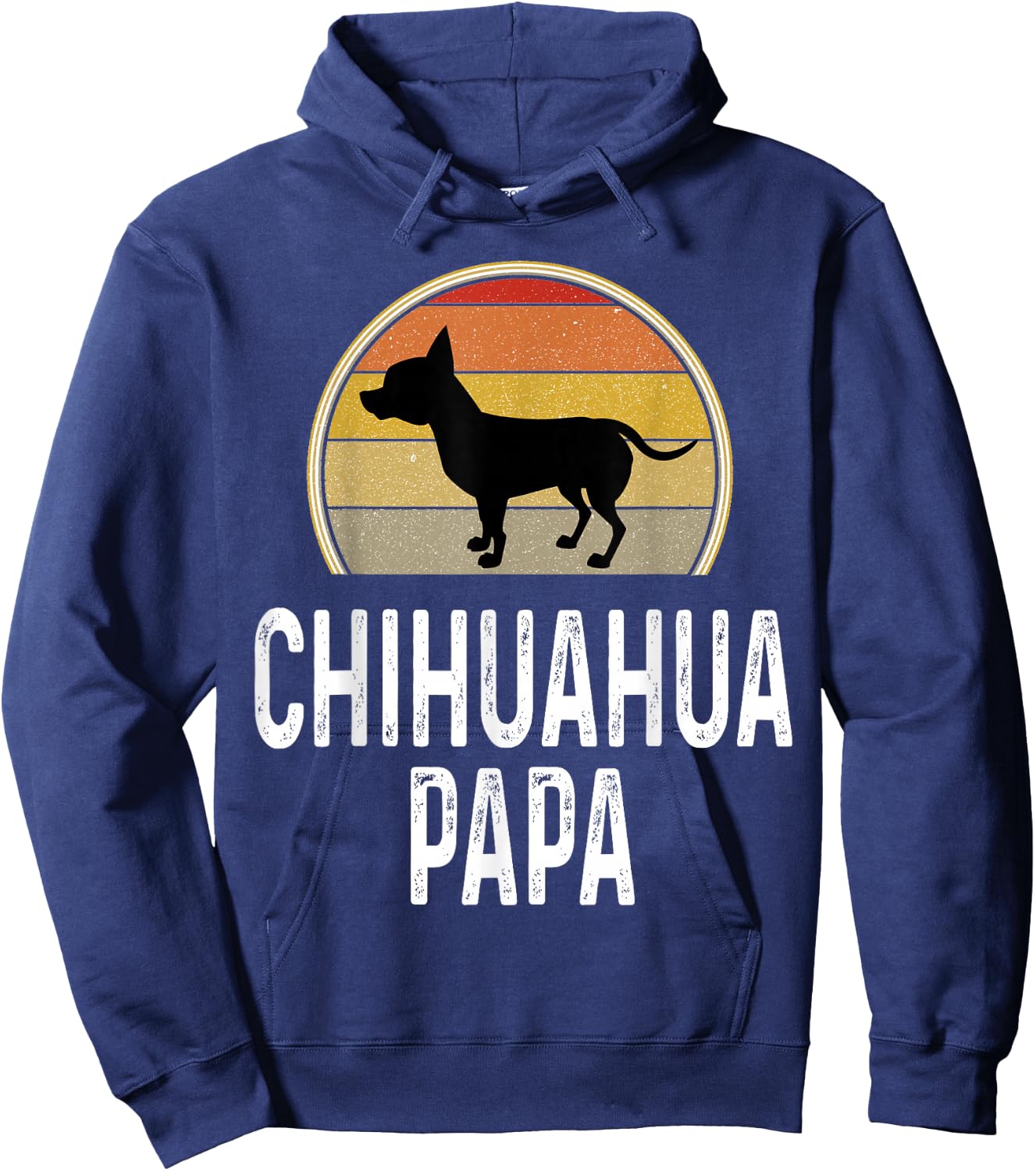 Funny Chihuahua Papa Grandpa Dad Lover Dog Owner Retro Hoodie - Hoodie | Navy