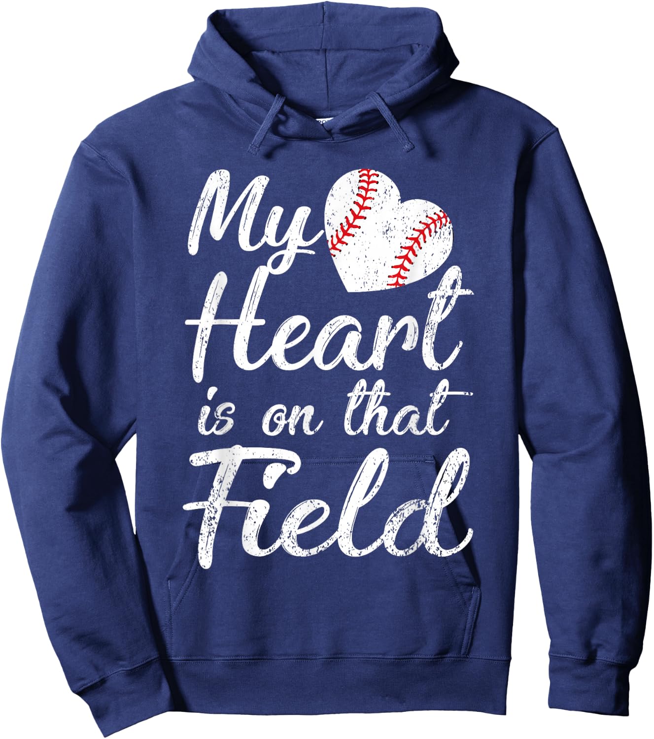 My Heart is on That Field Baseball Softball Mom Gifts Hoodie - Hoodie | Navy