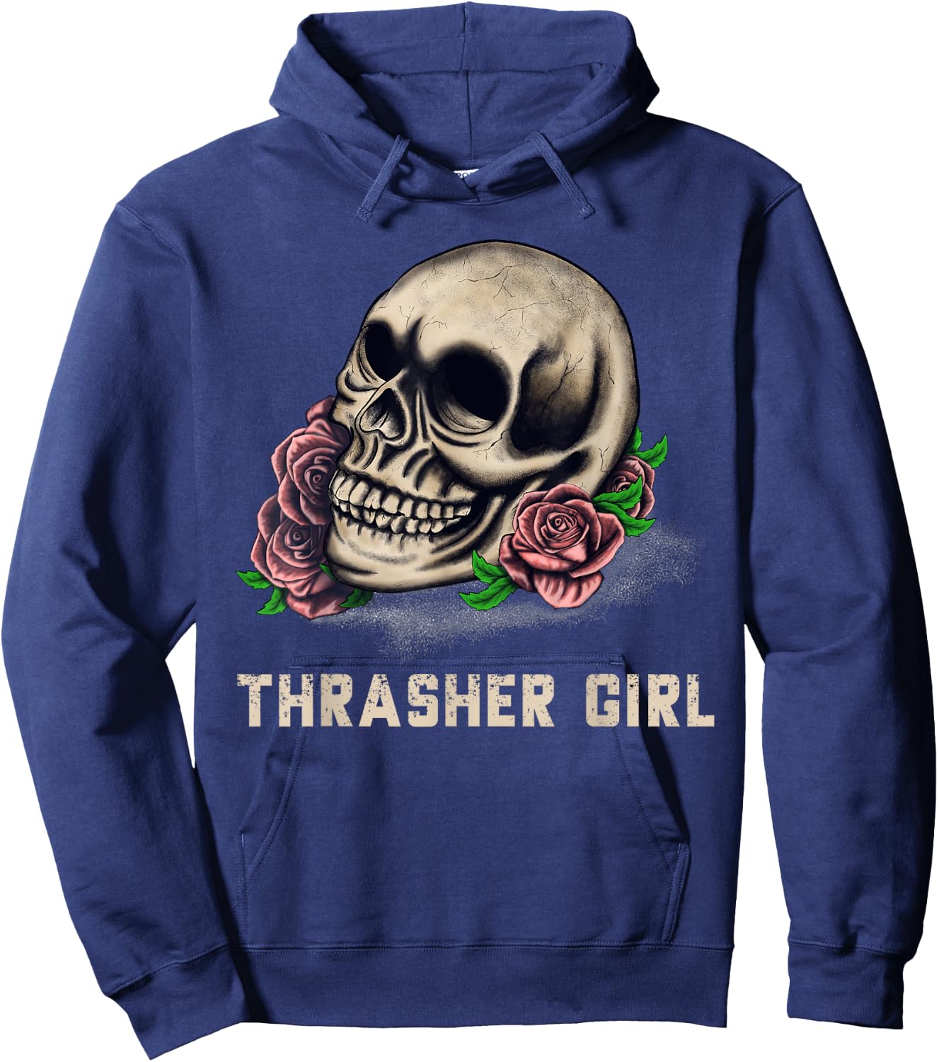 Thrasher Girl Thrasher Head Skull and Roses Graphic Hoodie - Hoodie | Navy