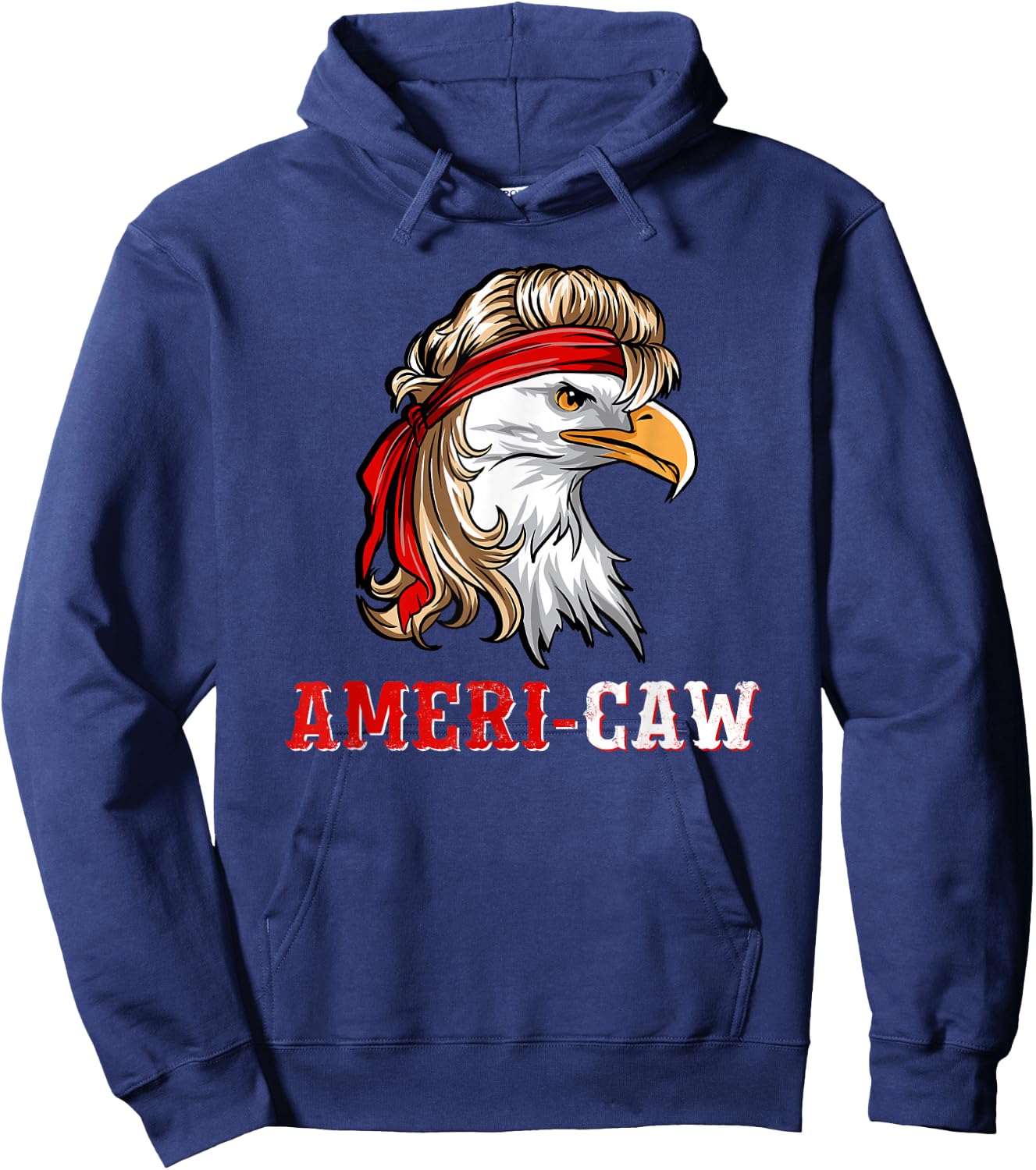 Funny July 4th American Flag USA Patriotic Eagle Ameri-caw Hoodie - Hoodie | Navy