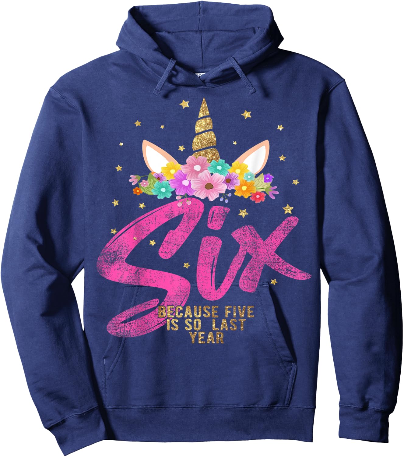 Unicorn Birthday Girl 6 Years Old Gift 6th B-day Hoodie - Hoodie | Navy