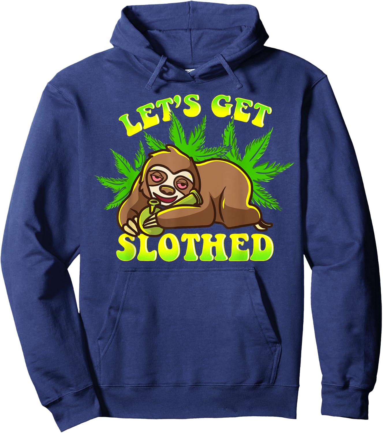 Stoned Sloth Blood Shot Eyes Pot Marijuana Bong Weed Sloth Hoodie - Hoodie | Navy