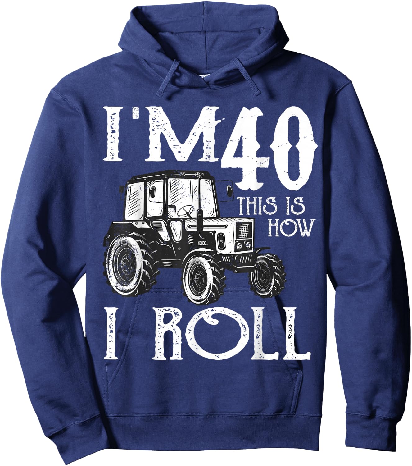 40th Birthday Tractors Farmer Rancher Funny Saying Vintage Hoodie - Hoodie | Navy