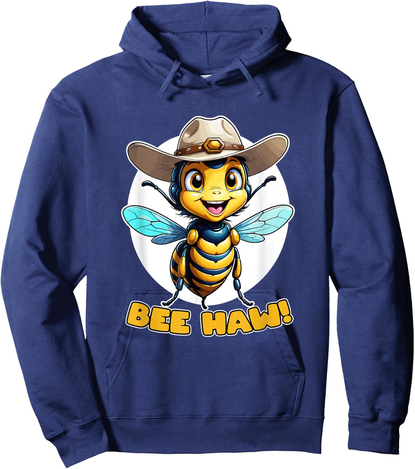 Funny Bee Haw Bumblebee Girl Cowboy Hat Hoodie - Hoodie | Navy