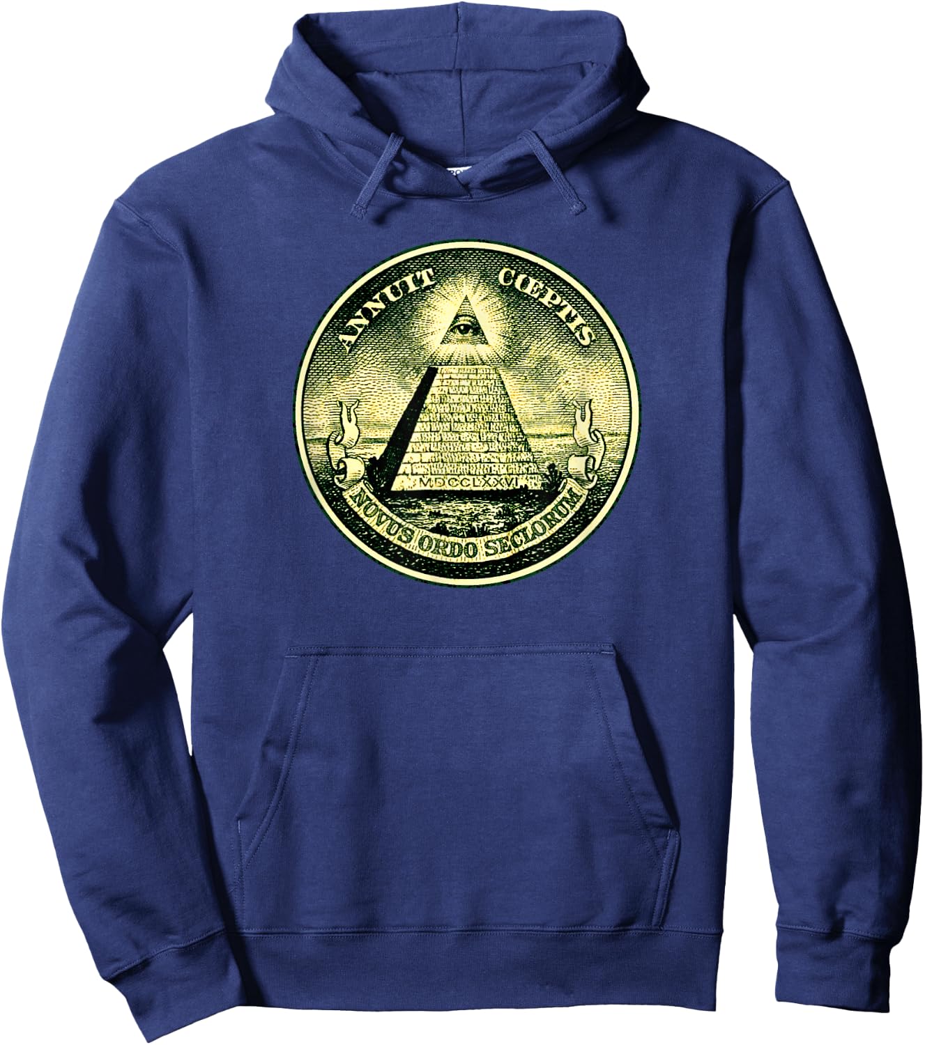 Dollar, all-seeing eye, symbol, masonic, pyramid, triangle Hoodie - Hoodie | Navy