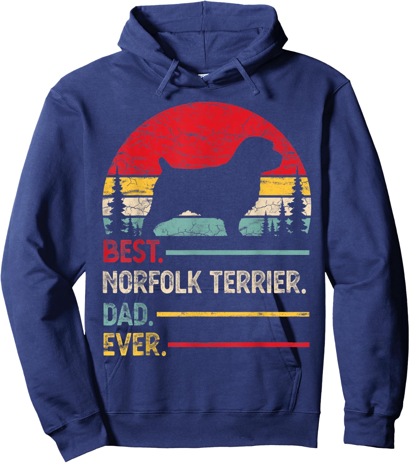 Norfolk Terrier Best Dad Ever Gift Dog Vintage Retro Men Hoodie - Hoodie | Navy