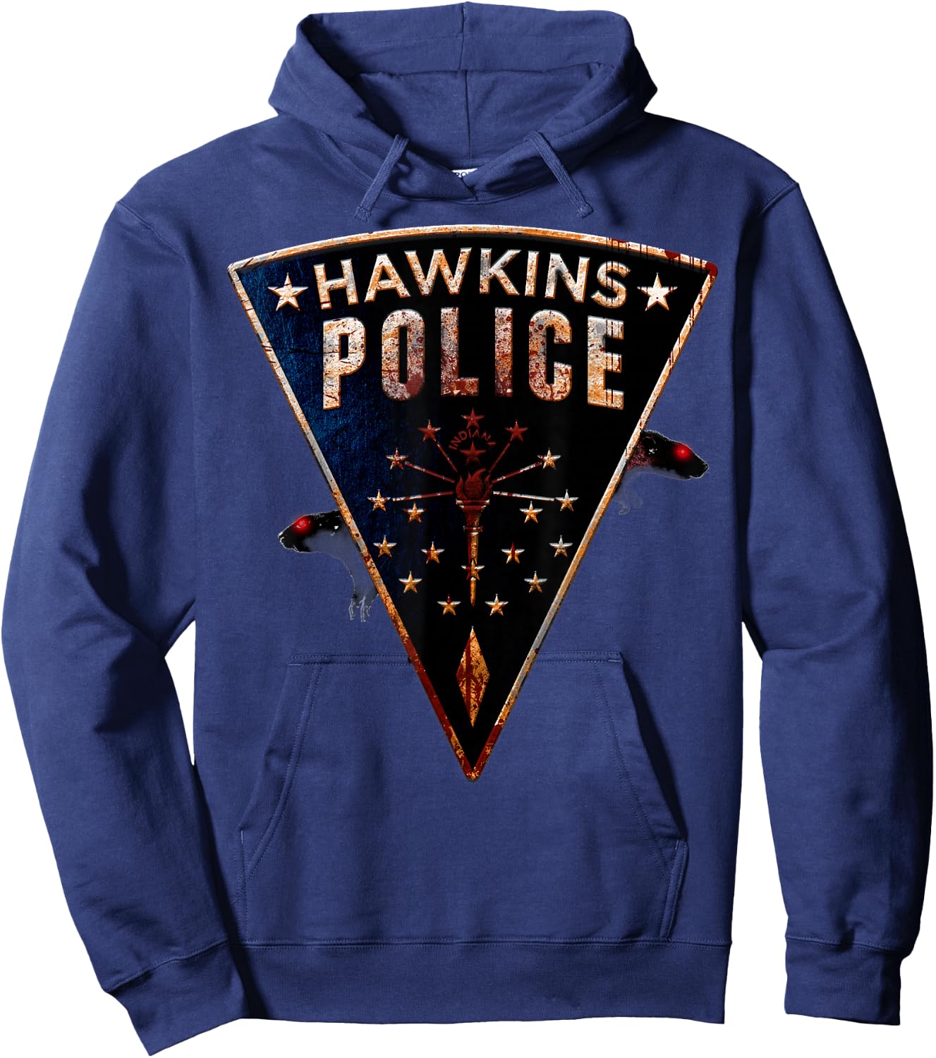 Netflix Stranger Things Hawkins Police Rats Patch Hoodie - Hoodie | Navy