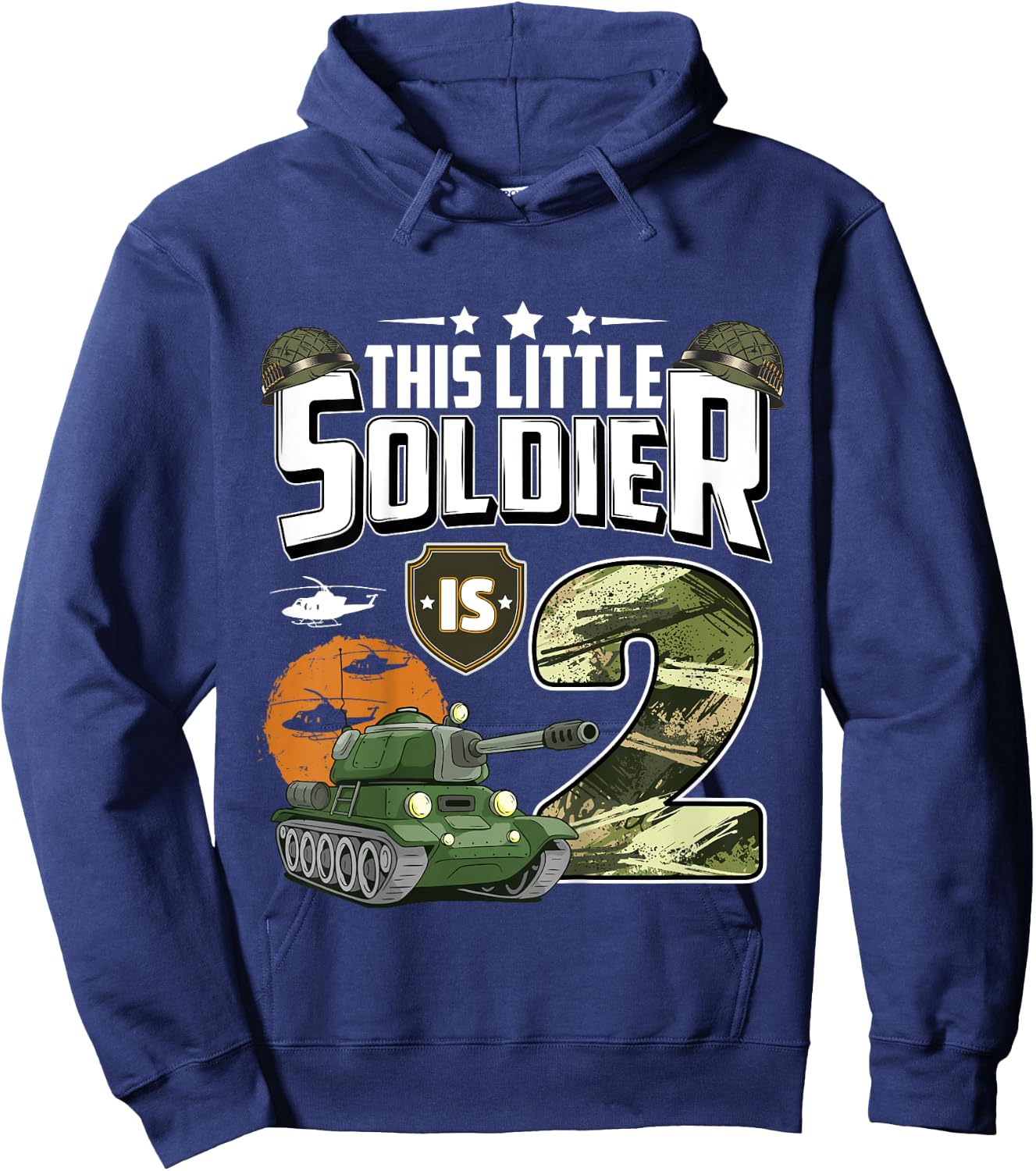 Kids 2 Year Old Soldier 2nd Birthday Military Themed Camo boys Hoodie - Hoodie | Navy