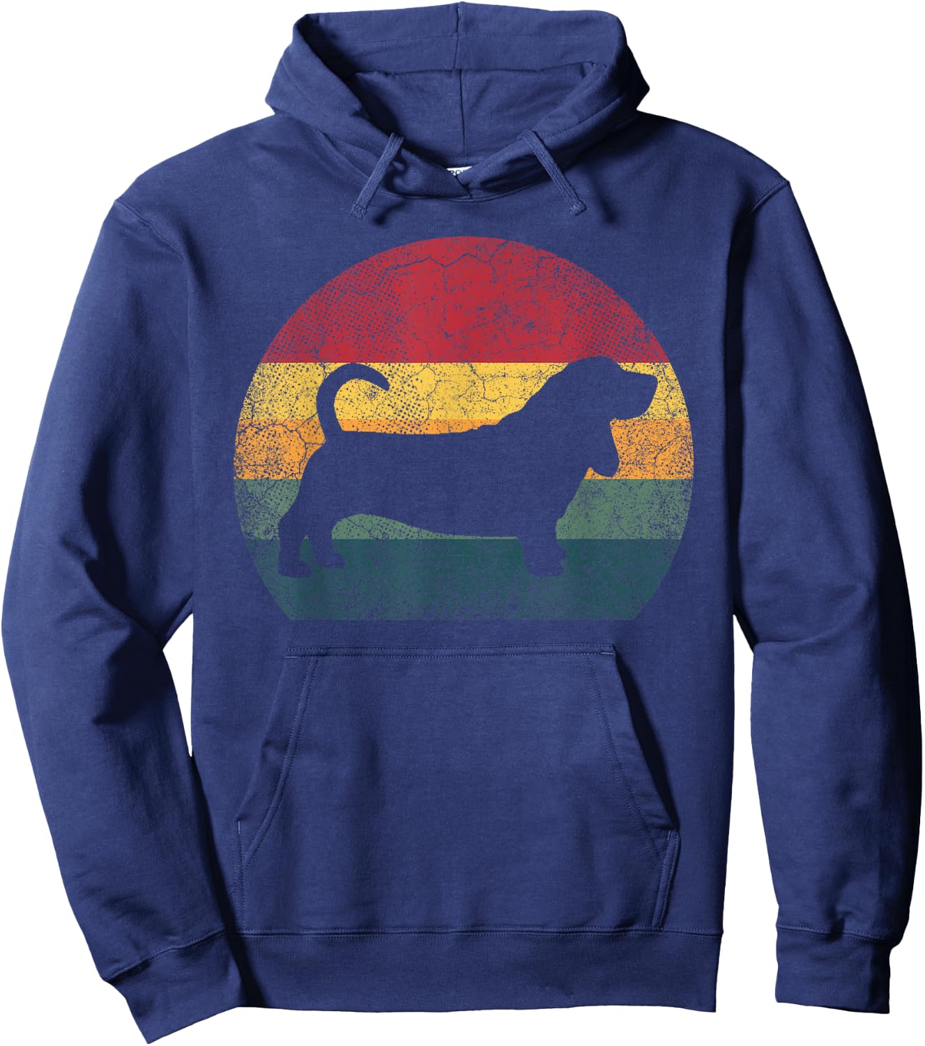 Basset Hound Dog Vintage Distressed Retro Style Men Women Hoodie - Hoodie | Navy