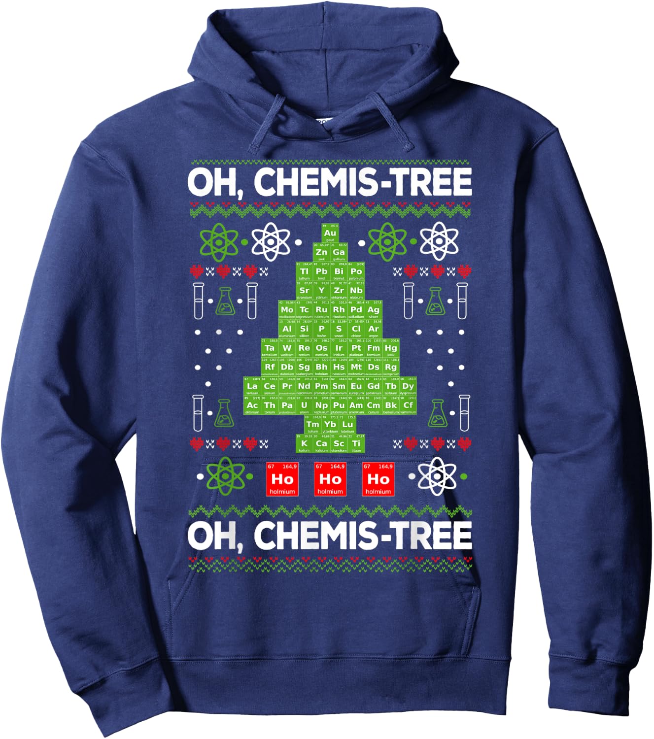 Periodic Table Tree Oh Chemistree Fun Chemistry Teacher Xmas Men Women Kids Hoodie - Hoodie | Navy