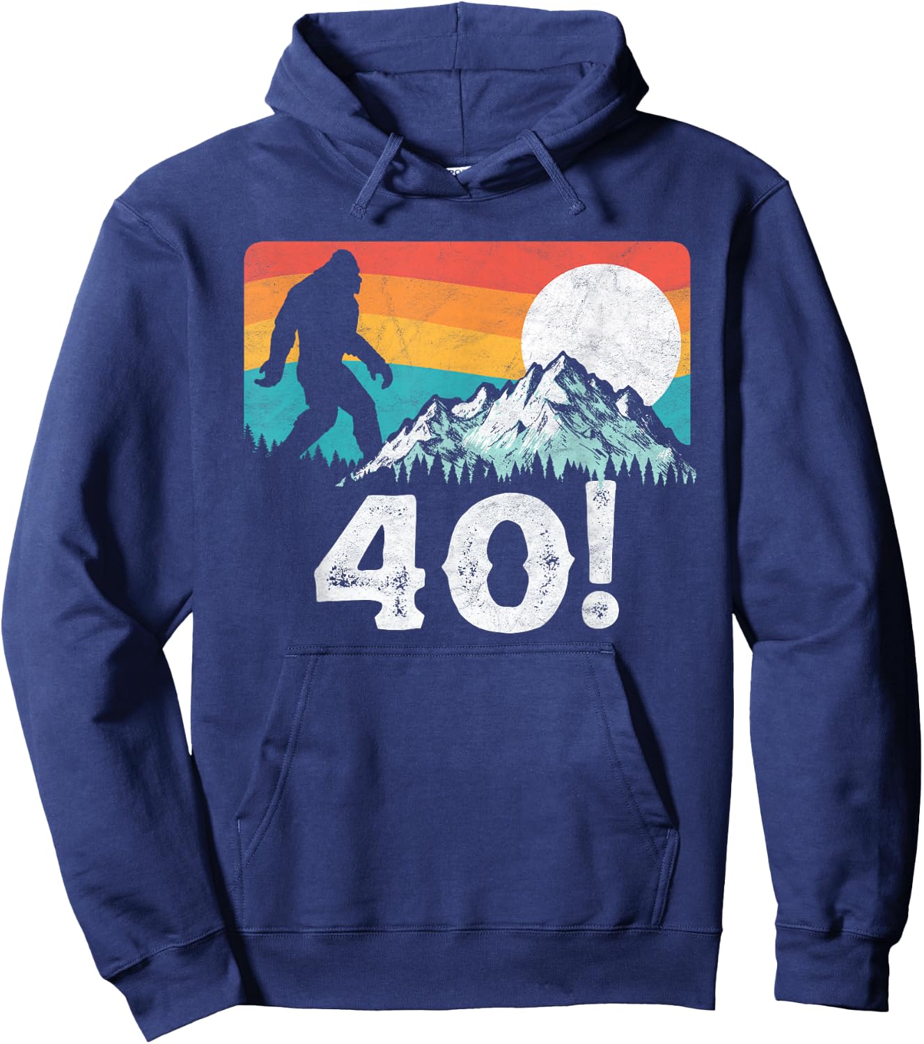 Funny Bigfoot Mountains 40th Birthday Vintage Graphic Hoodie - Hoodie | Navy