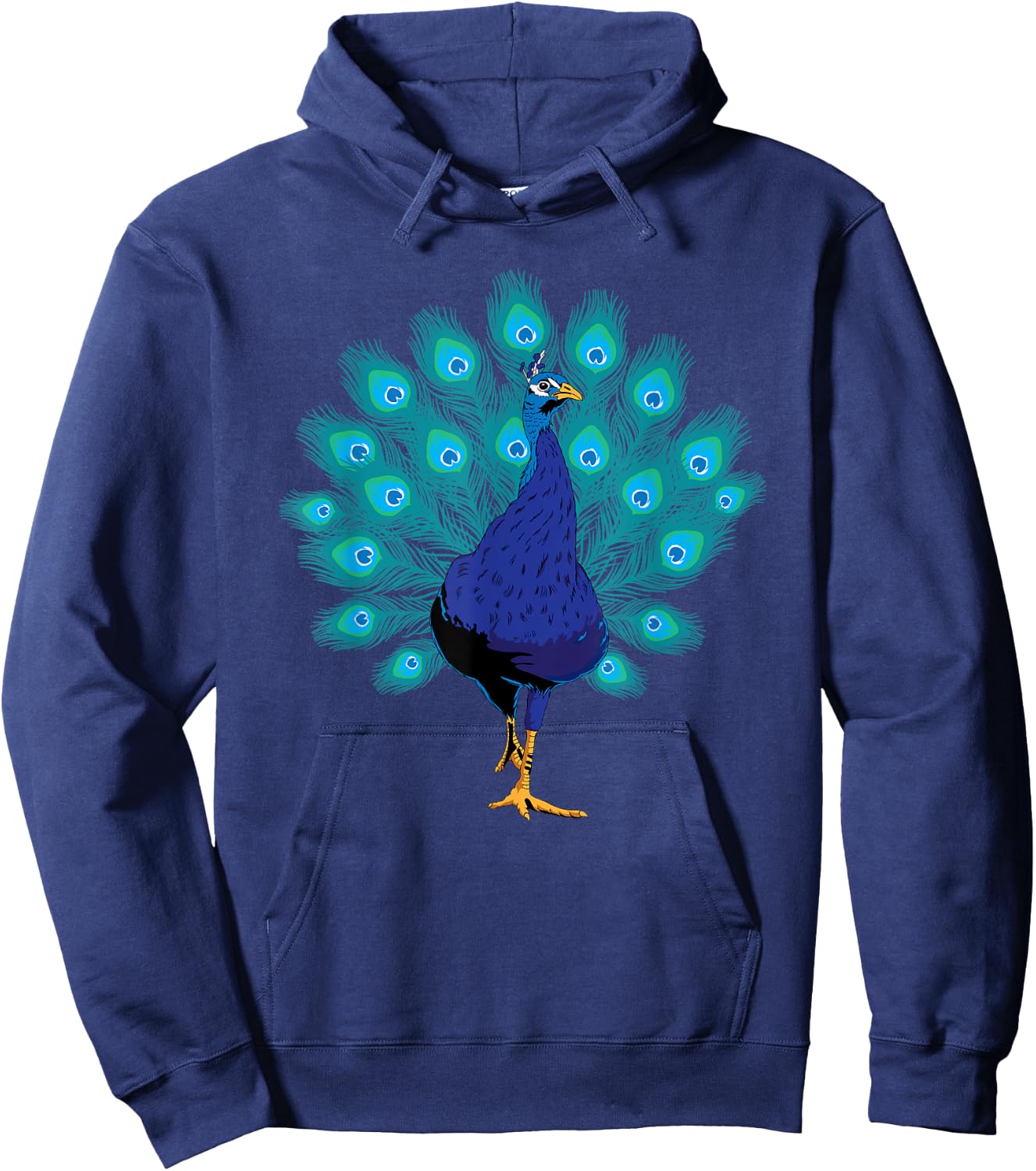 Blue Peacock Print Teal Feathers Bird Lover Men Women Gifts Hoodie - Hoodie | Navy